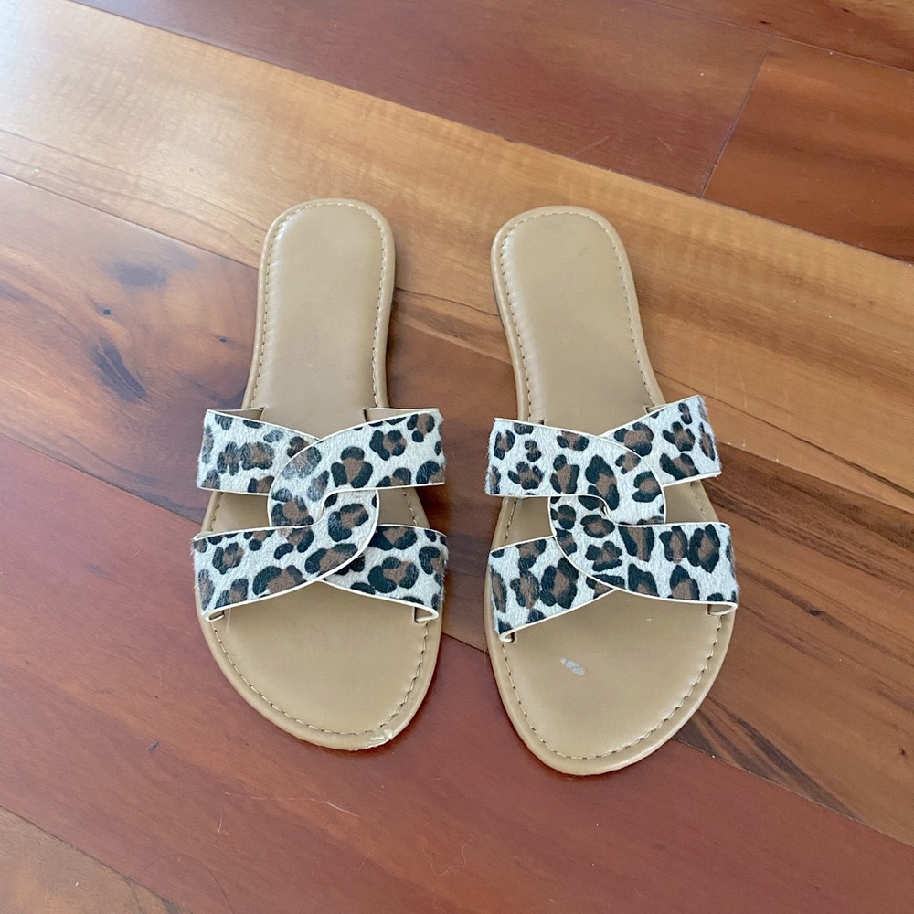 Anthropology leopard print sandals